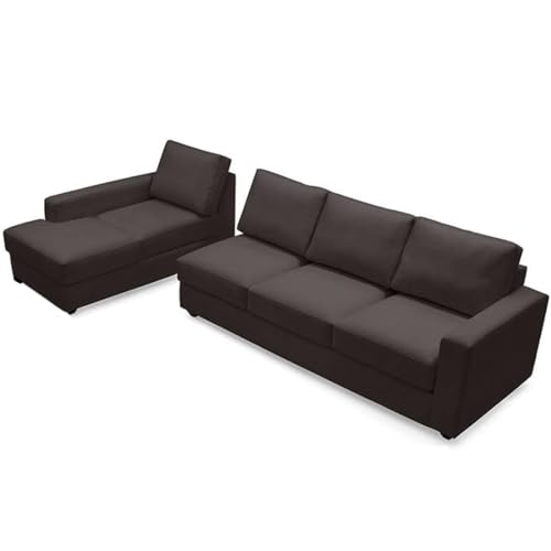 Image of FURNY - Apolloy 5 Seater Leatherette Sectional LHS L Shape Sofa Set (Brown)