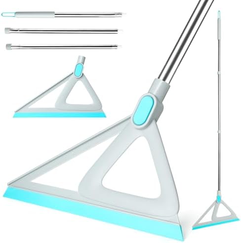Multifunction Silicone Broom,Squeegee Broom Sweeping Water and Pet Hair,Rubber Magic Sweeper for Floor Bathroom Kitchen Shower,Rugs,Glass Windows(Gray Blue)