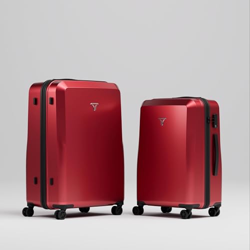 Image of Check-in Combo (Large - 75cm and Medium - 65cm) Trolley Bag & Free Backpack, Built-in Digital Weighing Scale, Cup Holder, 8 Smooth Wheels, ABS Hooks, PC Hard-Shell (Checkin Combo, Blood)