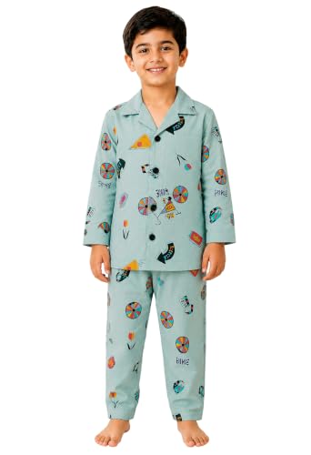 Image of 3BROS Kid's Pure Cotton Full Sleeves Night Suit /Dress for Boys /Girls Full Pajama & Top Sleep Suit Combo Set