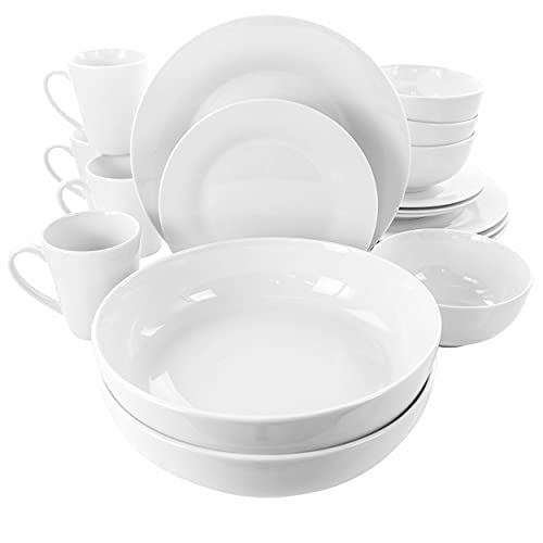 Elama White Porcelain Dish Dinnerware Set, 18 Piece, Carey #TOP22