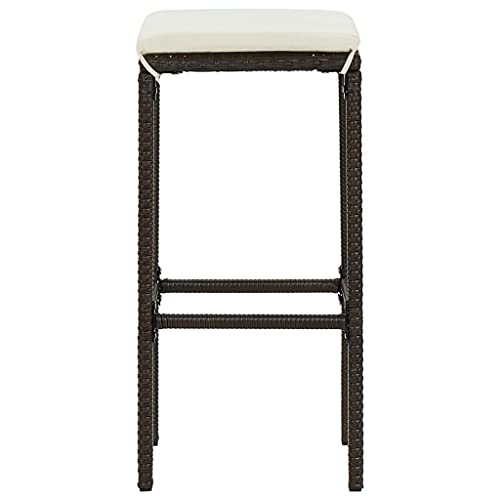 Tabourets de bar en polyrotin marron lot de 3 avec repose-pieds 76 cm