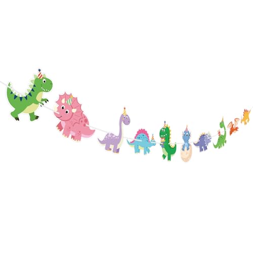 Image of Hooqict Dinosaur Birthday Party Banner Dinosaur Birthday Party Decorations Happy Birthday Sign Banner Garland for Kids Boys Girls 1st 2nd 3rd Baby Shower Dino Themed Party Decorations Supplies