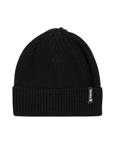 Image of Hurley Men's Cuffed Beanie - Classic Midweight Loose Knitted Winter Hat for Men