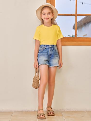 Image of Girls Short Sleeve T Shirts Kids Summer Tops Crewneck Tees 5-14 Years