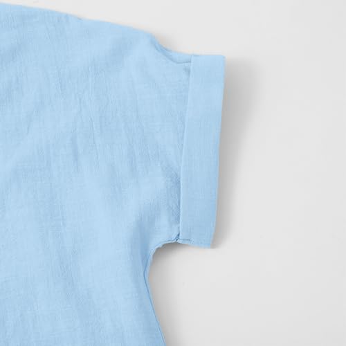 Girls Button Down Shirts Short Sleeve Kids Casual Chiffon Blouse Summer Top T-Shirt 2025 Summer Beach Tops4