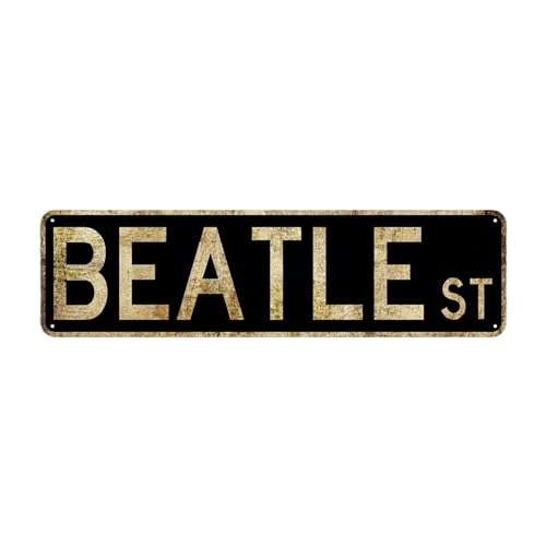 Letrero de metal vintage con diseño de Beatles Street (4 x 16 pulgadas), decoración de pared impermeable y a prueba de polvo para el hogar, restaurante, bar, cafetería y garaje
