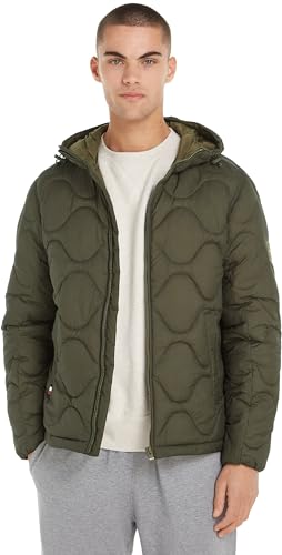 Tommy Hilfiger Herren Steppjacke mit Kapuze, Mehrfarbig (Army Green), XXL – Ansicht 1