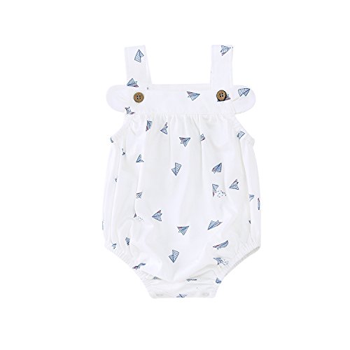 pureborn Baby Girl Bodysuit Sleeveless Romper Summer Cotton One-Piece Outfits Paper Plane 3-6M