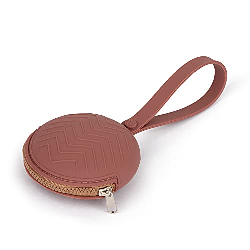 Image of Ecovona - Silicone Pacifier Holder Case | Attaches to Strollers & Diaper Bags | Perfect on The Go Baby Accessory | BPA Free | Dishwasher-Safe (Mauve)