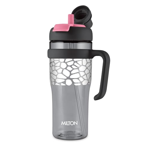 Image of MILTON Champion 1250 2-in-1 Sip or Gulp Lid Tumbler 1.21L | Tritan Plastic Water Bottle with Handle | Leak-Proof, BPA-Free | Perfect for School, Gym, Office, Travel Bottle for Men and Women, Black