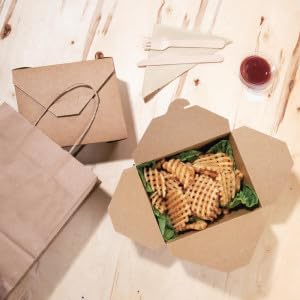 Cajas Americanas de Cartón Kraft 1350 ml (150x120x65mm) - A Prueba de Fugas, Resistentes a Líquidos y Grasas, Perfectas para Comida para Llevar - Pack de 300 Unidades (1350ML 150x120x65mm)