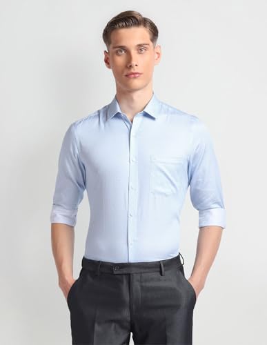 Image of Arrow Men Slim fit Cotton Printed Long Sleeves Cutaway Collar Shirt