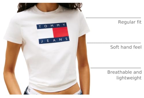 Image of Tommy Jeans Women's Graphic Tee with Printed Flag Logo Detail