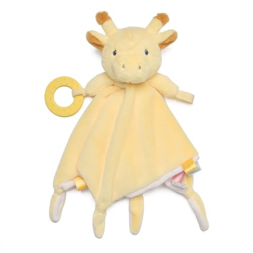 Baby Security Blanket, Soft Loveys for Babies, Lovey for Newborn Boys and Girls, Deer Stuffed Animal, Baby Snuggle Toy with Teether & Textured Ribbons