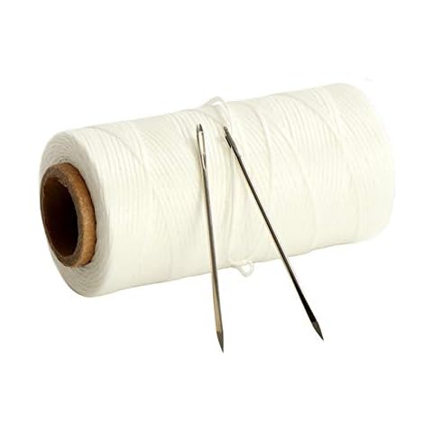 120 Meters 300D 1.2mm Sewing Waxed Thread with 2 Needles Leather Craft Hand Stitching Waxed Thread Cords AWL Shoes Bags Repair (White) Cover