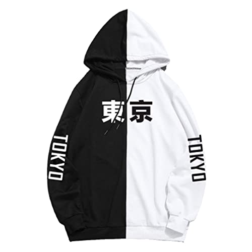 Tokyo City Hoodies Japan Harajuku Pullover Sweatshirt Hip Hop Streetwear Patchwork Long Sleeve for Men Women
