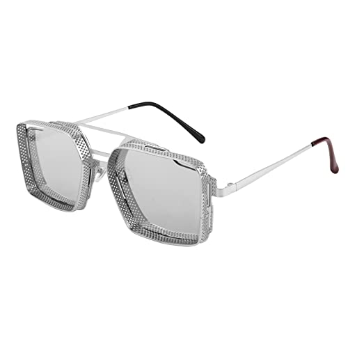 FEISEDY Men Retro Steampunk Sqaure Pilot Sunglasses Vintage Metal Hollow Frame Oversized Gothic Women Shades B2899