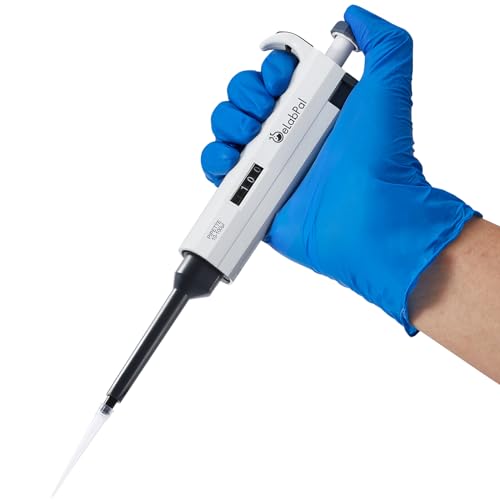 eLabPal 10-100μl Adjustable Volume Pipette, Lab Single Channel Micropipette, 0.1ml High Precision Pipettor, Autoclavable