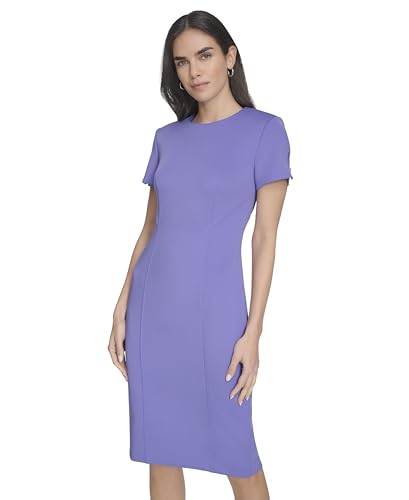 Image of Calvin Klein Short Sleeved Seamed Sheath Dress
