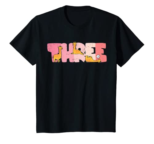 Niños Chica de cumpleaños linda de jirafa de 3 años 3er día B Camiseta