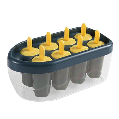 Molde para helados, moldes de paletas | 8 agujeros en la máquina para helados caseros | moldes de silicona de grado alimenticio fácilmente extraíbles para batidos, pudines, zumos y golosinas de helado