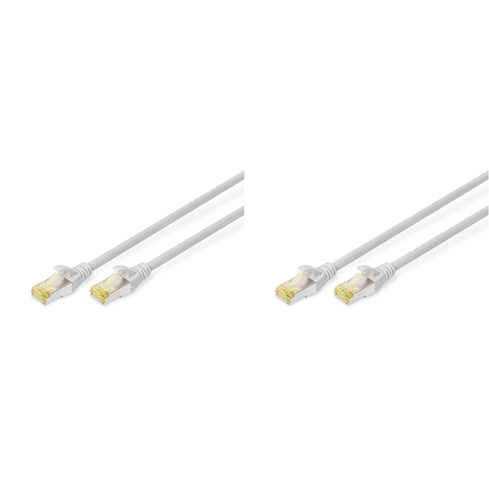 DIGITUS LAN Kabel Cat 6A - 3m - RJ45 Netzwerkkabel - S/FTP Geschirmt - Kompatibel zu Cat-7 - Grau (2er Pack)