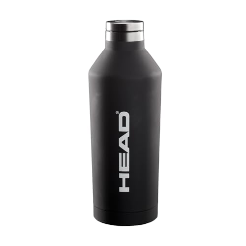 HEAD – Botella térmica de 500 ml de acero inoxidable de doble pared, botella térmica 12 h fría y caliente hermética Soft Touch con fondo antideslizante, ligera, lavable, válida para botella de