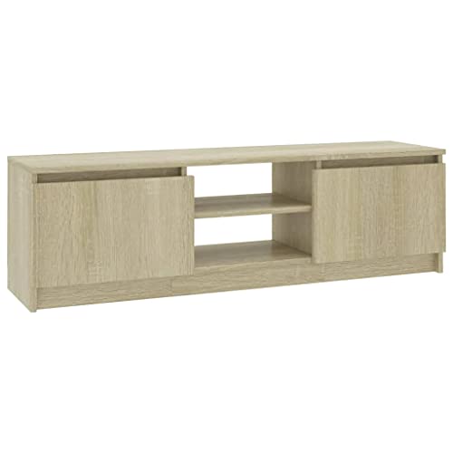 vidaXL-Mueble-de-TV-de-Aglomerado-Mobiliario-Soporte-Centro-Multimedia-Accesorios-Diseno-Moderno-Practico-Duradero-Blanco-Roble-Sonoma-120x30x355cm
