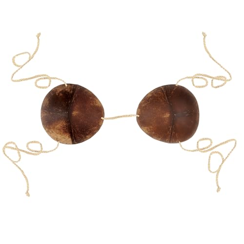 Beistle Coconut Shell Bra Bikini Top for Summer Luau Party Halloween Hawaiian Costume Accessory One Size Natural/Brown