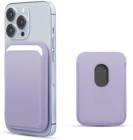 WALLFID Magsafe Wallet Leather Compatible with iPhone 12/13/14 Mini/Plus/Pro/Max,RFID Card Holder with MagSafe Magnet (Purple)