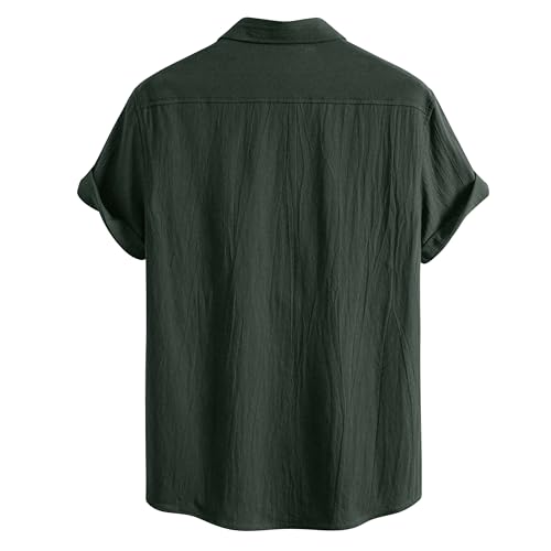 SIR7 Mens Summer Short Sleeve Cotton Linen Shirts Casual Button Down Shirts Beach Vacation Wedding Tops3