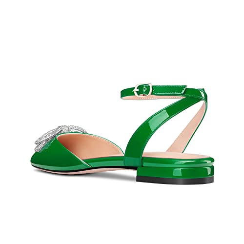 Castamere Women Low Heel Pointed Toe Ankle Strap Flats Shoes Pumps Rhinestone Crystal Prom Party 0.4 Inches Heels4