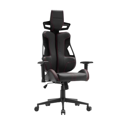 Mars Gaming MGC Elite, Silla Gaming Ergonómica, Respaldo Flexible Adaptativo, Reposabrazos Ajustables 2D, Asiento Reclinable, Acabado Cuero PU, Silla Oficina con Ruedas XL, Pistón Gas Clase 4, Rojo