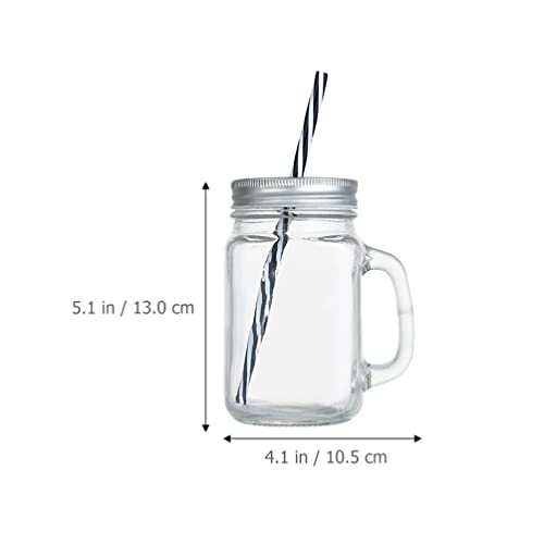 PATKAW 4 Sets Glazen Metselaarpotten Mokken Met Handgrepen en Rietjes Met Mason Jar Drinkglazen Tuimelaars Voor Ijskoffieparelsappen Cocktail 480 Ml - Image 6