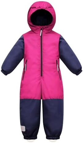 Owntop Schneeanzug Kinder Unisex, Schneeoverall Mädchen Jungen, Winddicht Wasserdicht Skianzug mit Kapuze Reißverschluss 98-122