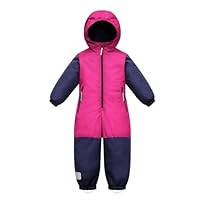 Owntop Schneeanzug Kinder Unisex, Schneeoverall Mädchen Jungen, Winddicht Wasserdicht Skianzug mit Kapuze Reißverschluss (Rosa,122)