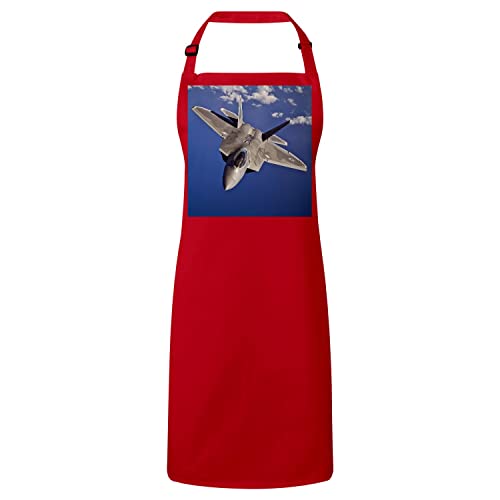 Tablier cuisine rouge avion de chasse militaire jet combat en coton réglable