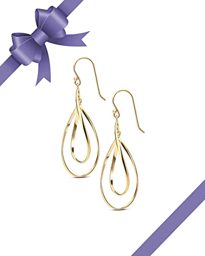 Milla Teardrop Earrings - Designer Silver Statement Earrings Or Gold Dangle Earrings For Women Trendy Upscale Dangly Earrings (Double Teardrop / 14K Gold Plated) #TOP4