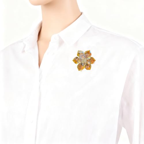 Image of Crystal Flower Brooch Pin for Women Dress Suit Bag Hat Broochs Pins Christmas Brooch Pin Wedding Party Birthday Dance Jewelry Accessories