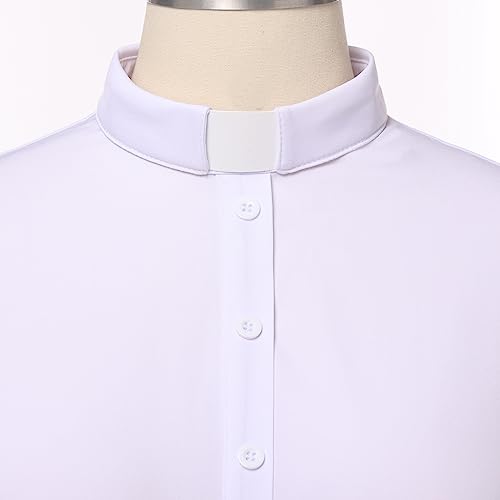 FAD-4U Church Clergy Dress for Women Long Sleeve Rows Buttons A Line Dress with Tab Collar2