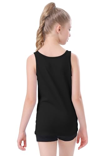 QBK 2T-13Years Girls Tank Tops Cotton Dance Basic Sleeveless Undershirts for Gymnastics Ballet Dancewear2