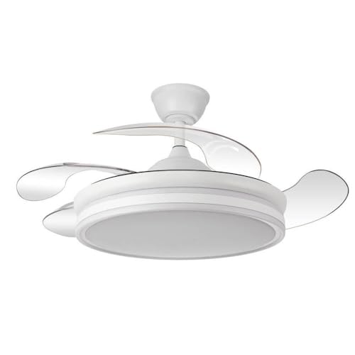 Brico Eléctrico Ventilador De Techo Bayomo Con Luz LED 59W – Motor DC Silencioso – Aspas Retráctiles – Mando A Distancia – Función Verano Invierno – Blanco