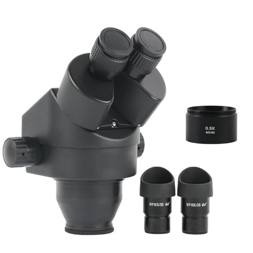 Microscope Continuous Zoom 7X-45X Stereo Binocular Microscope WF10X/20mm Eyepiece Barlow Lens for Phone PCB Soldering, 3.5X-45X (0.5X)