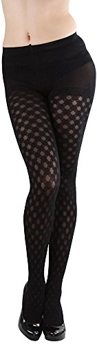 Image of ToBeInStyle Women's Argyle Checkered Diamond Rhombus Net Opaque Sheer Tights Pantyhose