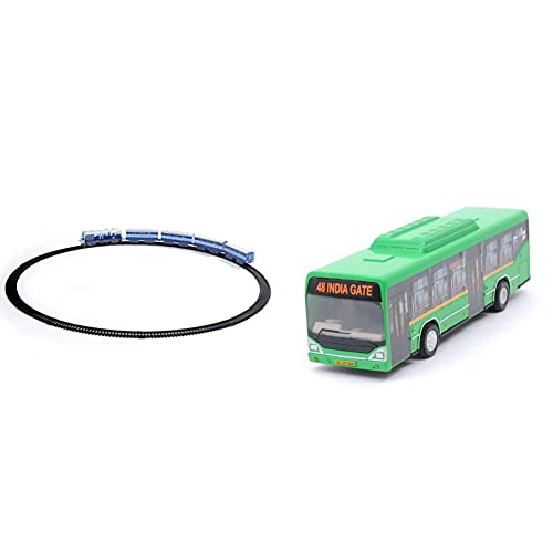 Image of Centy Toys Plastic Indian Passenger Train with Coaches & Railway Track, Pack of 19, Multicolour & Centy Toys Plastic Pull Back Bus, 1 Pull Back Bus, Assorted Colour