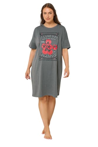 Image of Yours Curve Grey 'I Love You From My Head Tomatoes' Nightdress - Women's - Plus Size Curve