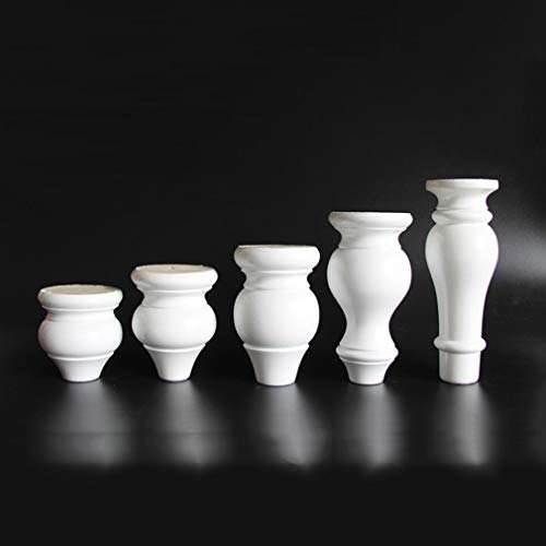 4Pcs Wooden Furniture Support Leg,Solid Wood Sofa Leg,Gourd Type Coffee Table Feet,Round Oak Bun Feet,Couch/Cabinet/Ottoman/Tv Stand/Loveseat/Dresser/Bed/Chair/Stool Replacement Leg(White12Cm) #TOP2