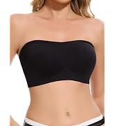 HBselect Non-Slip Padded Bandeau Bra for Large Bust Women Seamless Wireless Tube Top