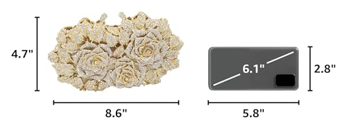 Image of Boutique De FGG Mini Flower Evening Bags For Women Formal,Party Rhinestone Clutch Purses,Wedding Floral Crystal Clutch Bag